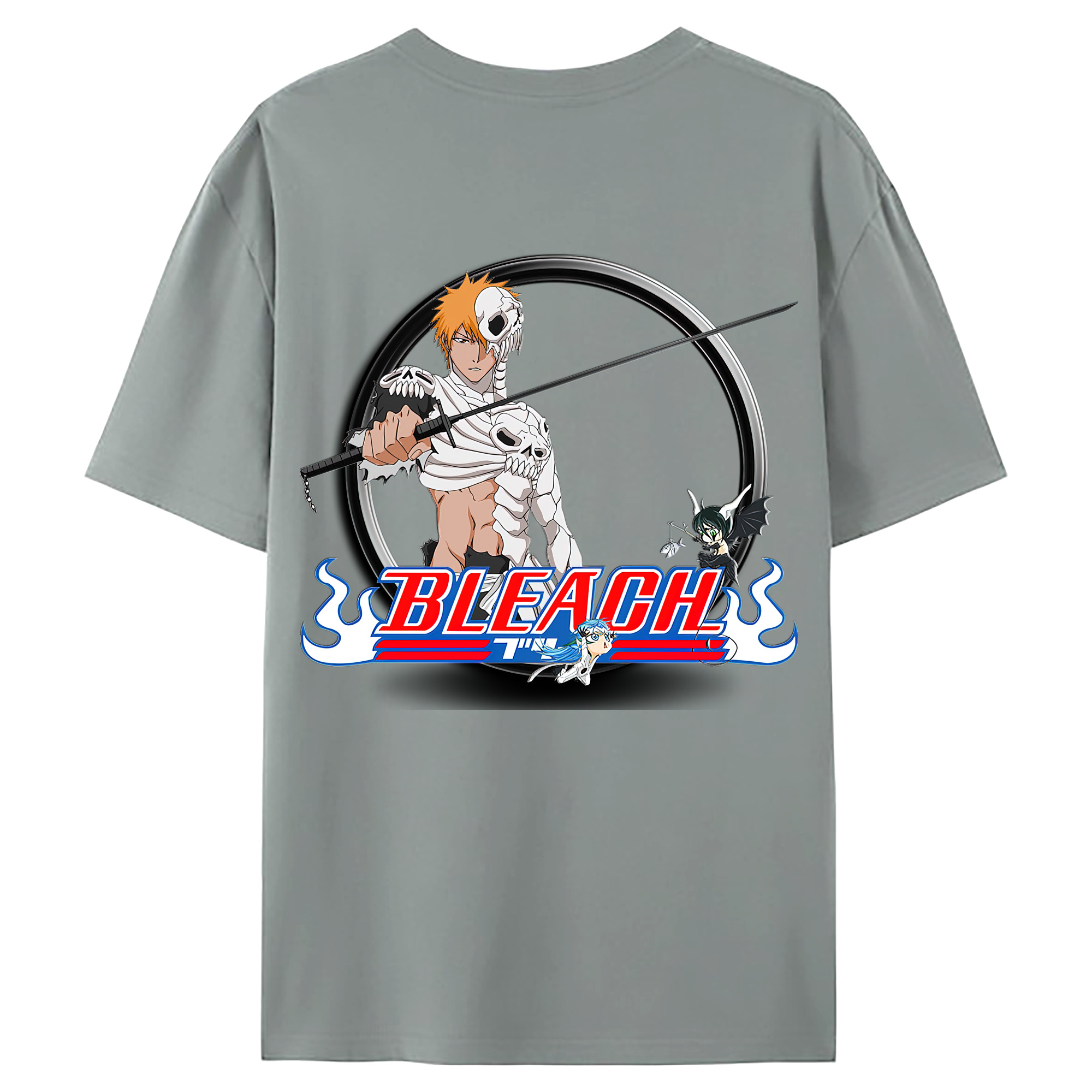（画像用） ブリーチ 黒崎一護（くろさき いちご）BLEACH Kurosaki Ichigo 綿100％ メンズ半袖Tシャツ（バックプリント） 通気性